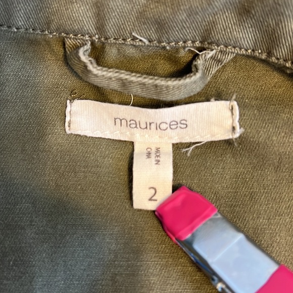 Maurice’s Military Style Jacket Embroidery Distressed Toggle Waist Sz 2 - Picture 10 of 10